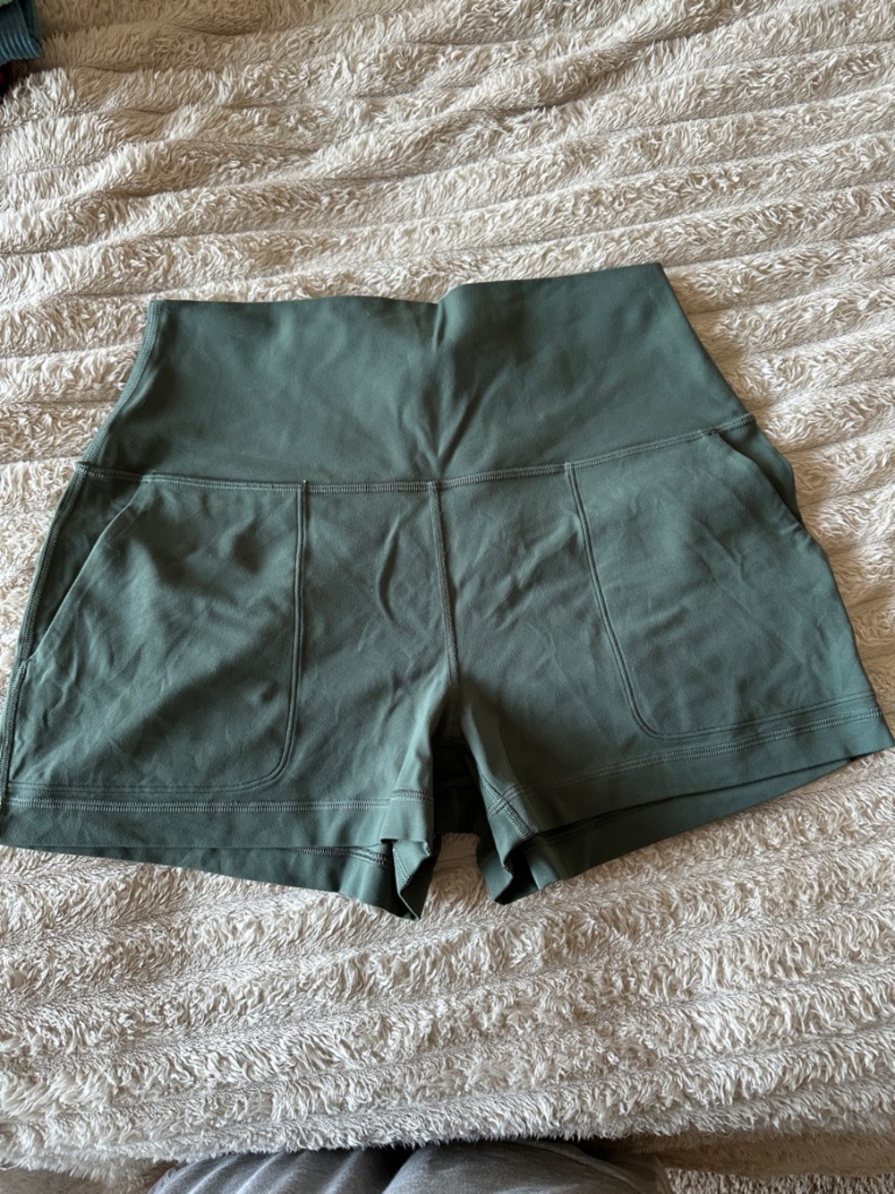 High-Waist Olive Green Women’s Athletic Shorts